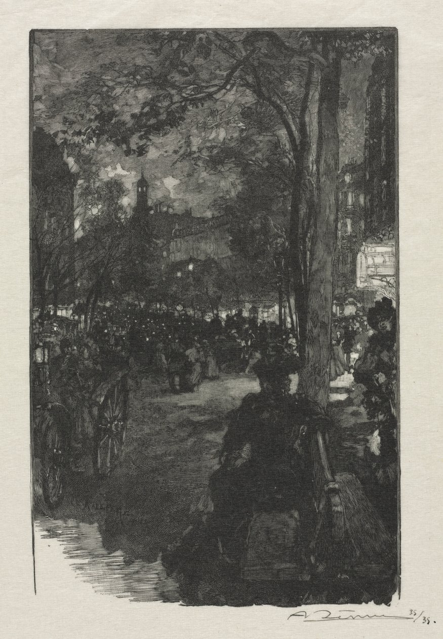 Boulevard Montmartre, Sera, 1890 da Auguste Louis Lepère