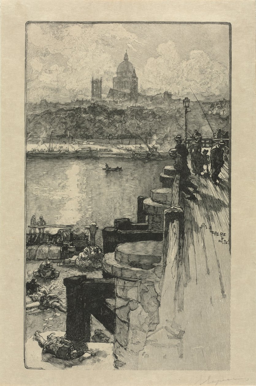 [Pescatori su un molo, Parigi] da Auguste Louis Lepère