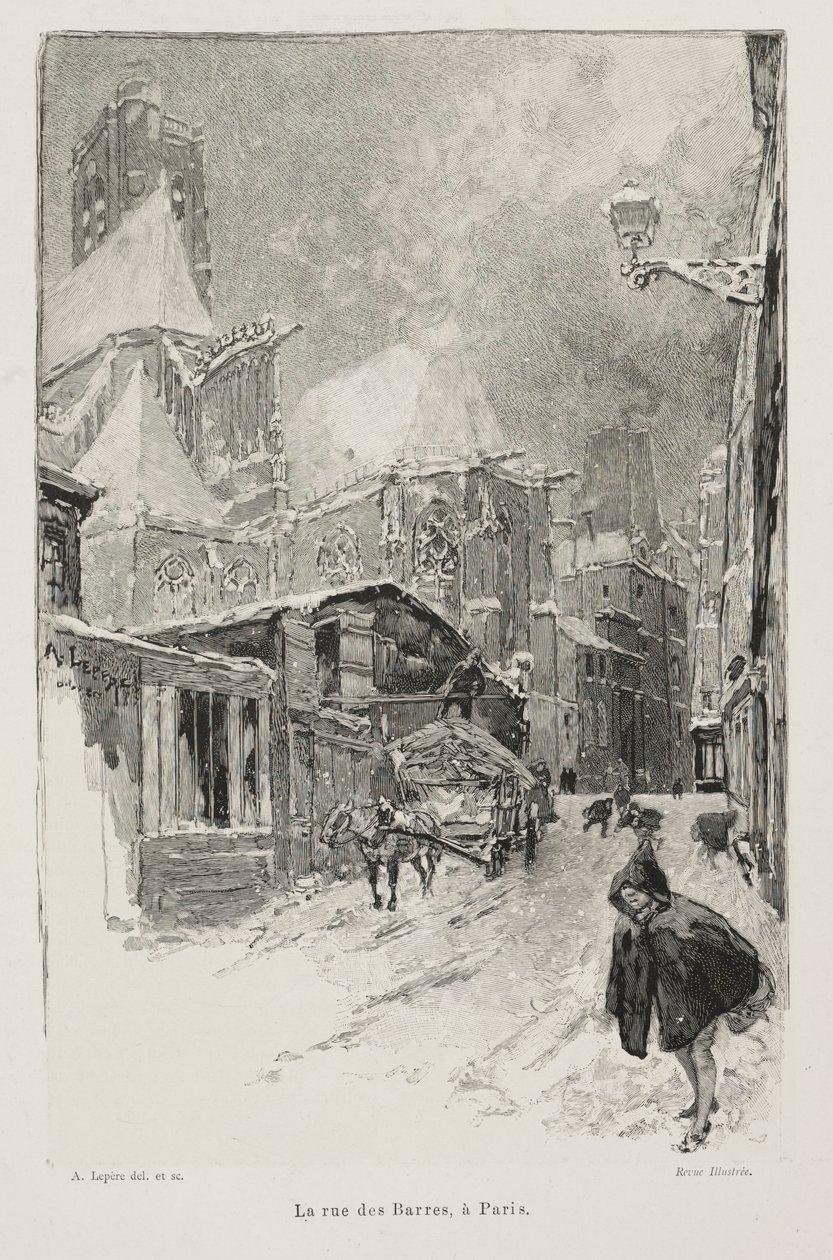 La Rue des Barres, Parigi da Auguste Louis Lepère