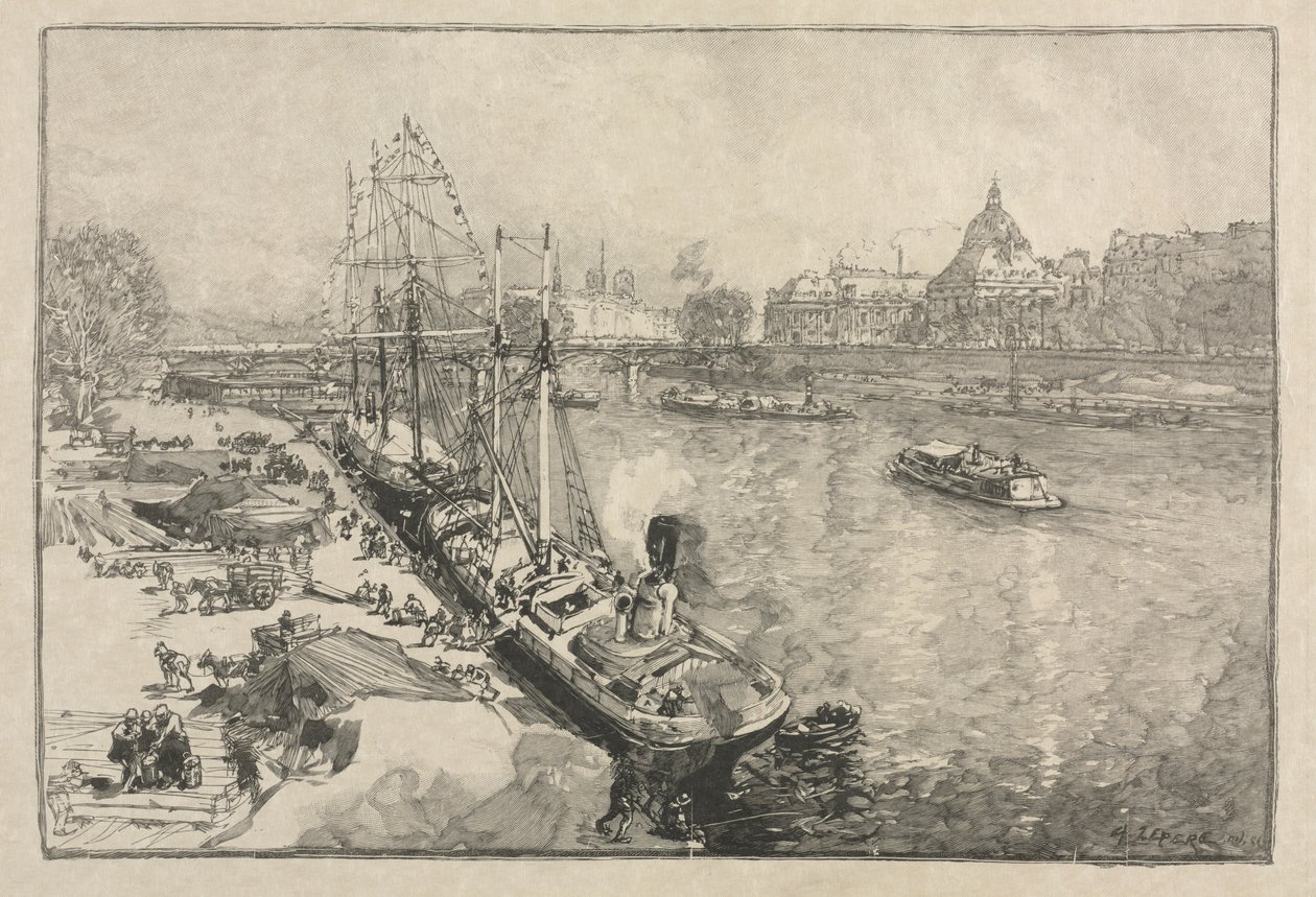 [Grande nave a vapore al molo, Parigi] da Auguste Louis Lepère