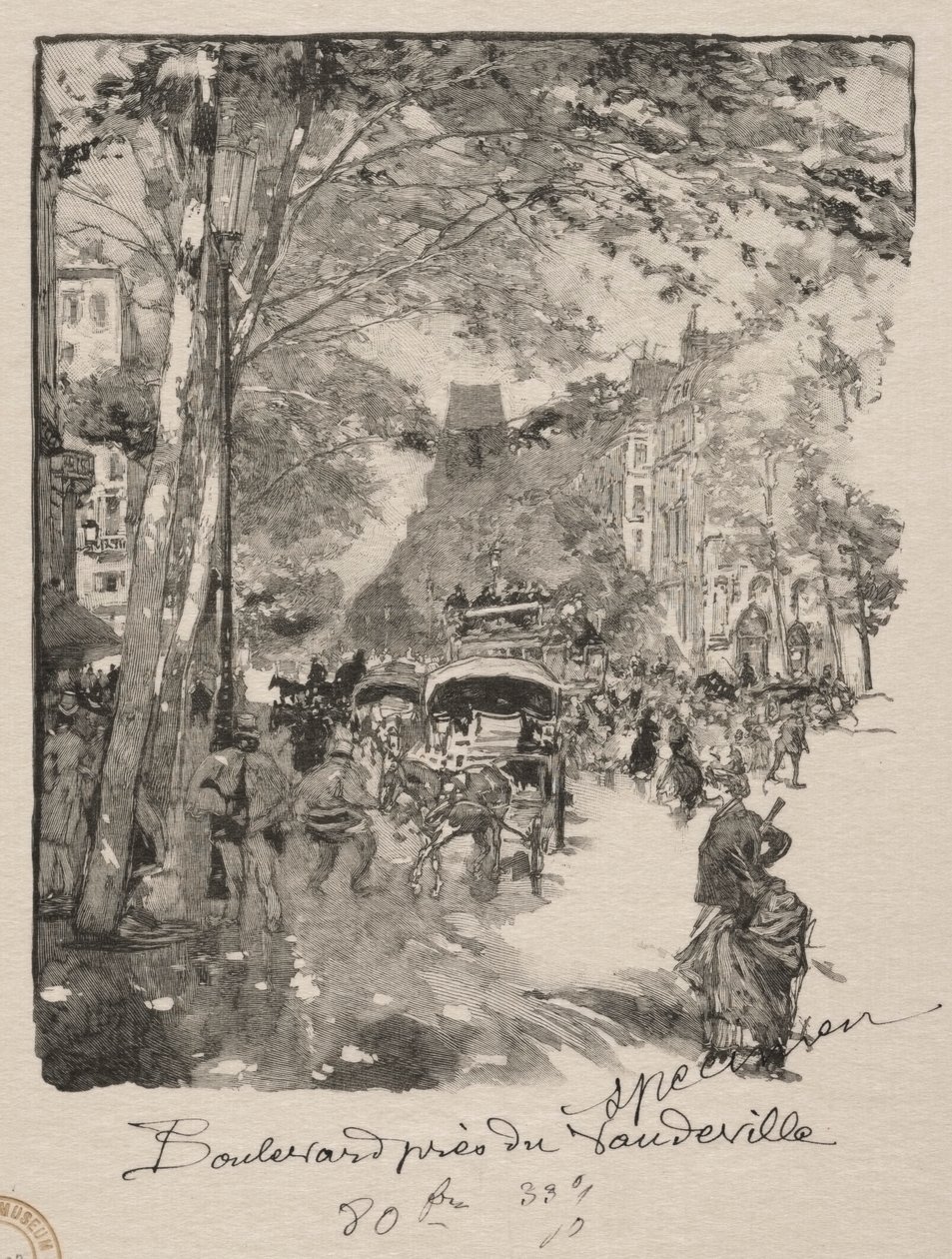 Il Boulevard vicino al Vaudeville da Auguste Louis Lepère