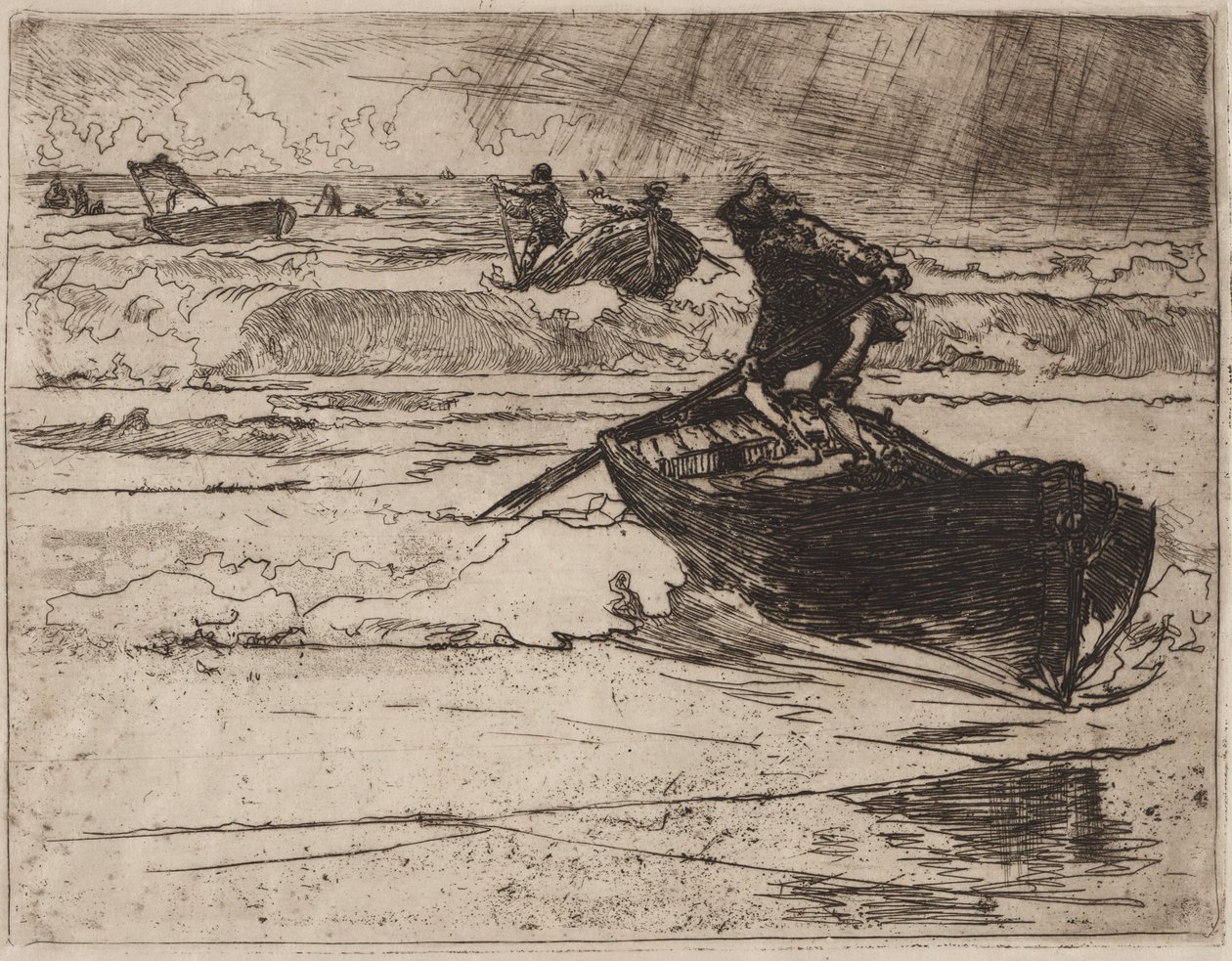 Pescatori in fuga davanti alla tempesta da Auguste Louis Lepère