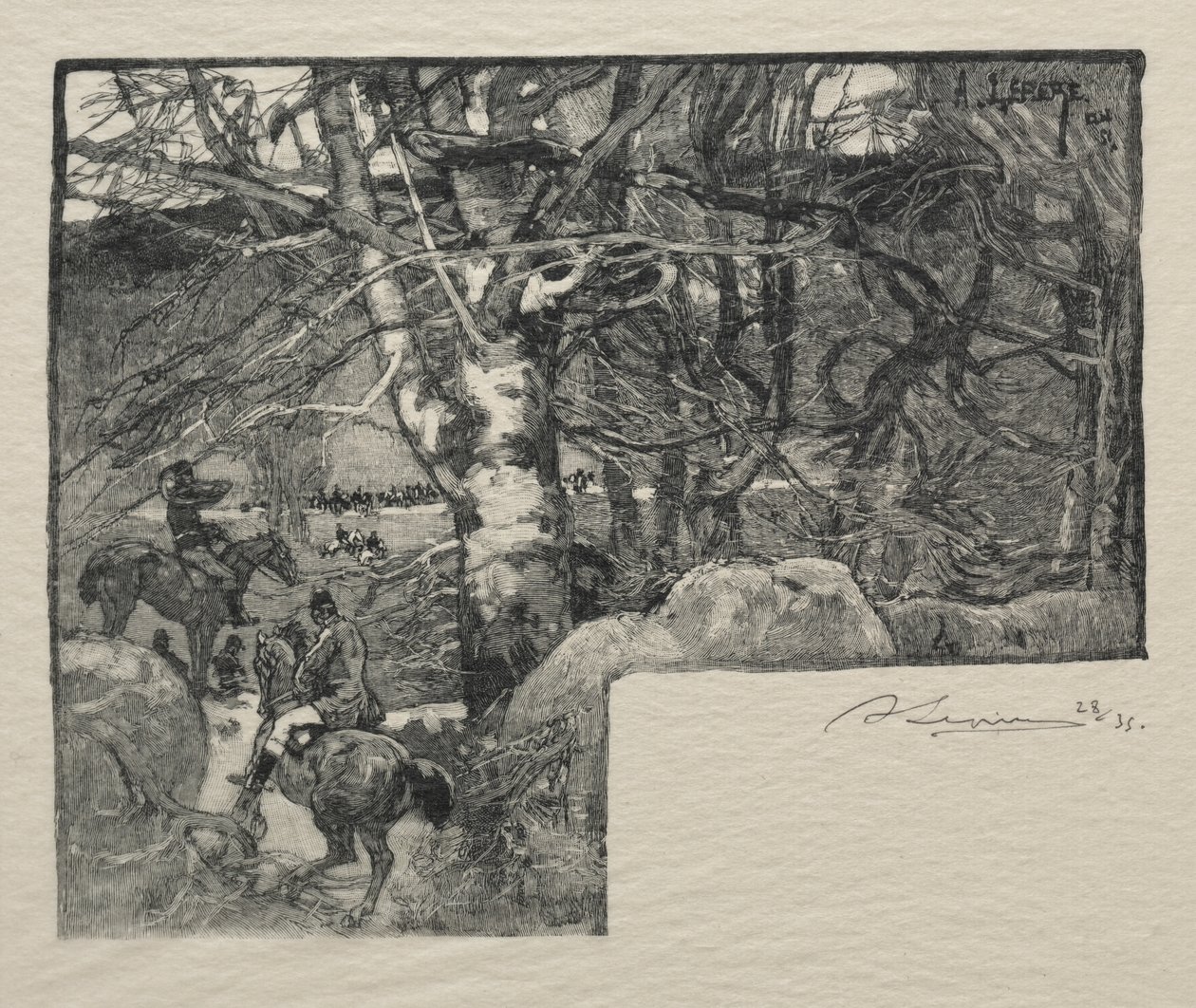 Una caccia alla Courre al Mont Gerard da Auguste Louis Lepère