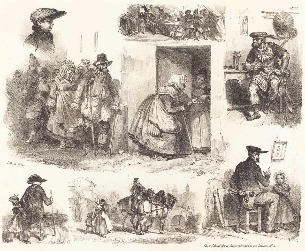 Otto vignette di incidenti di genere da Auguste Raffet