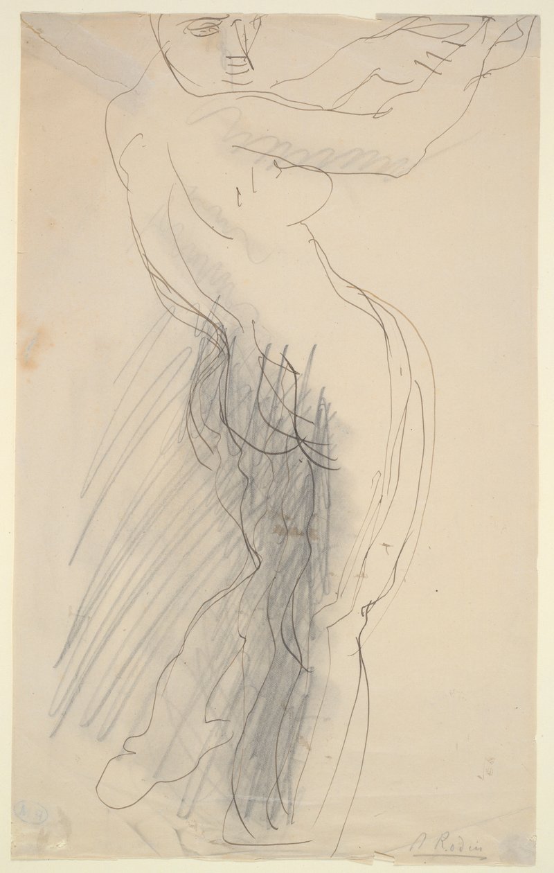 Nudo femminile in piedi, braccia alzate da Auguste Rodin