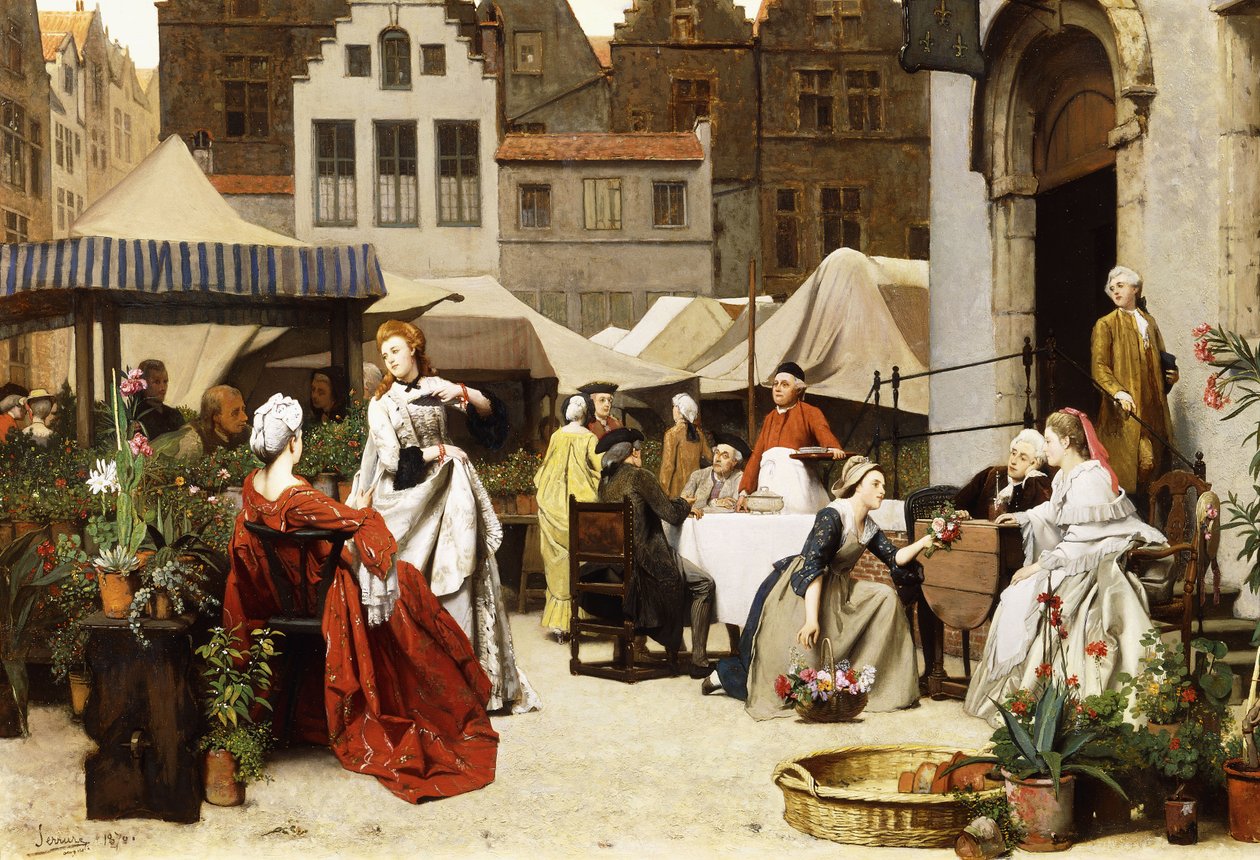 Il mercato dei fiori, 1870 da Auguste Serrure