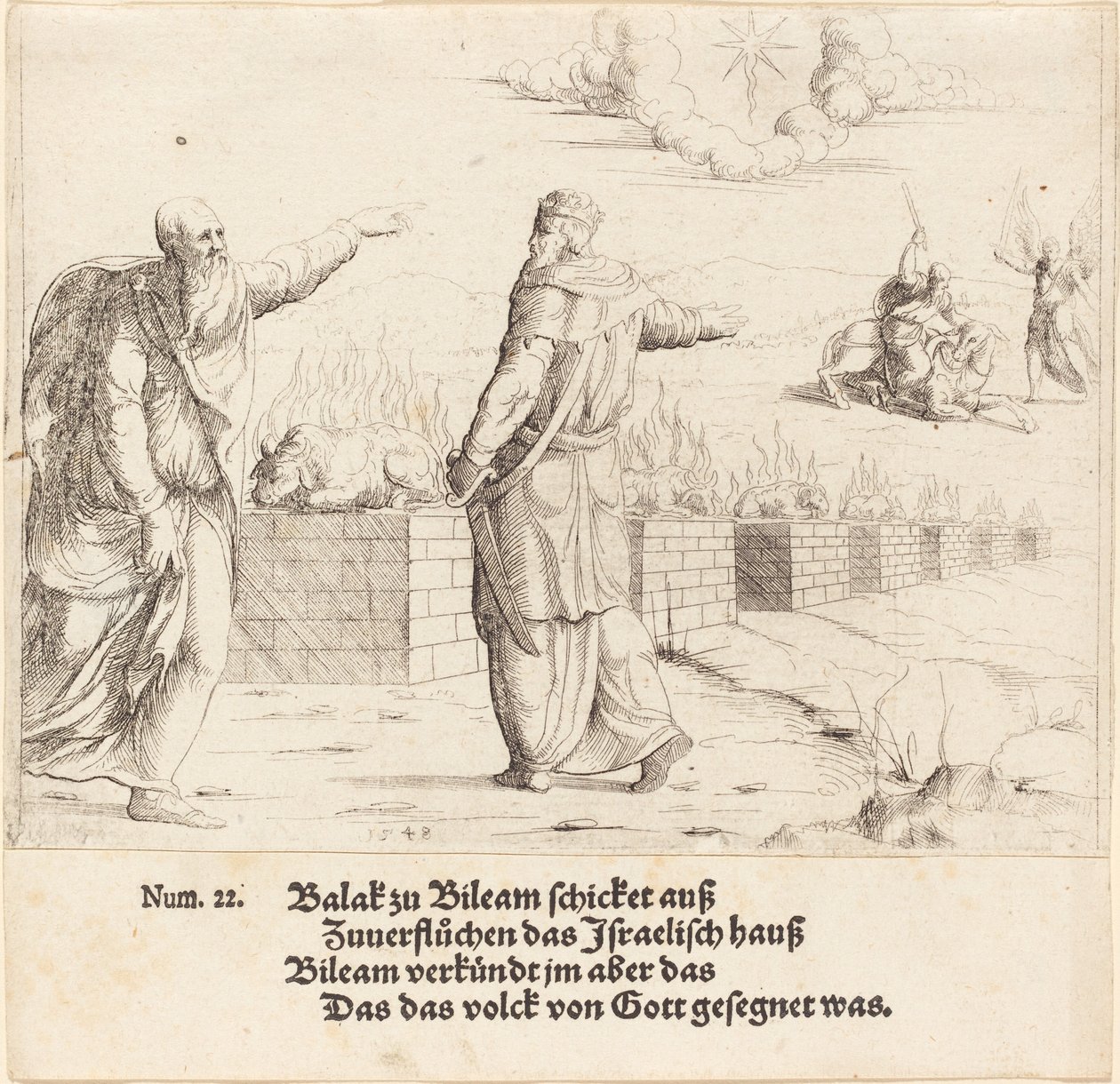 Il sacrificio di Balak e la profezia di Balaam da Augustin Hirschvogel