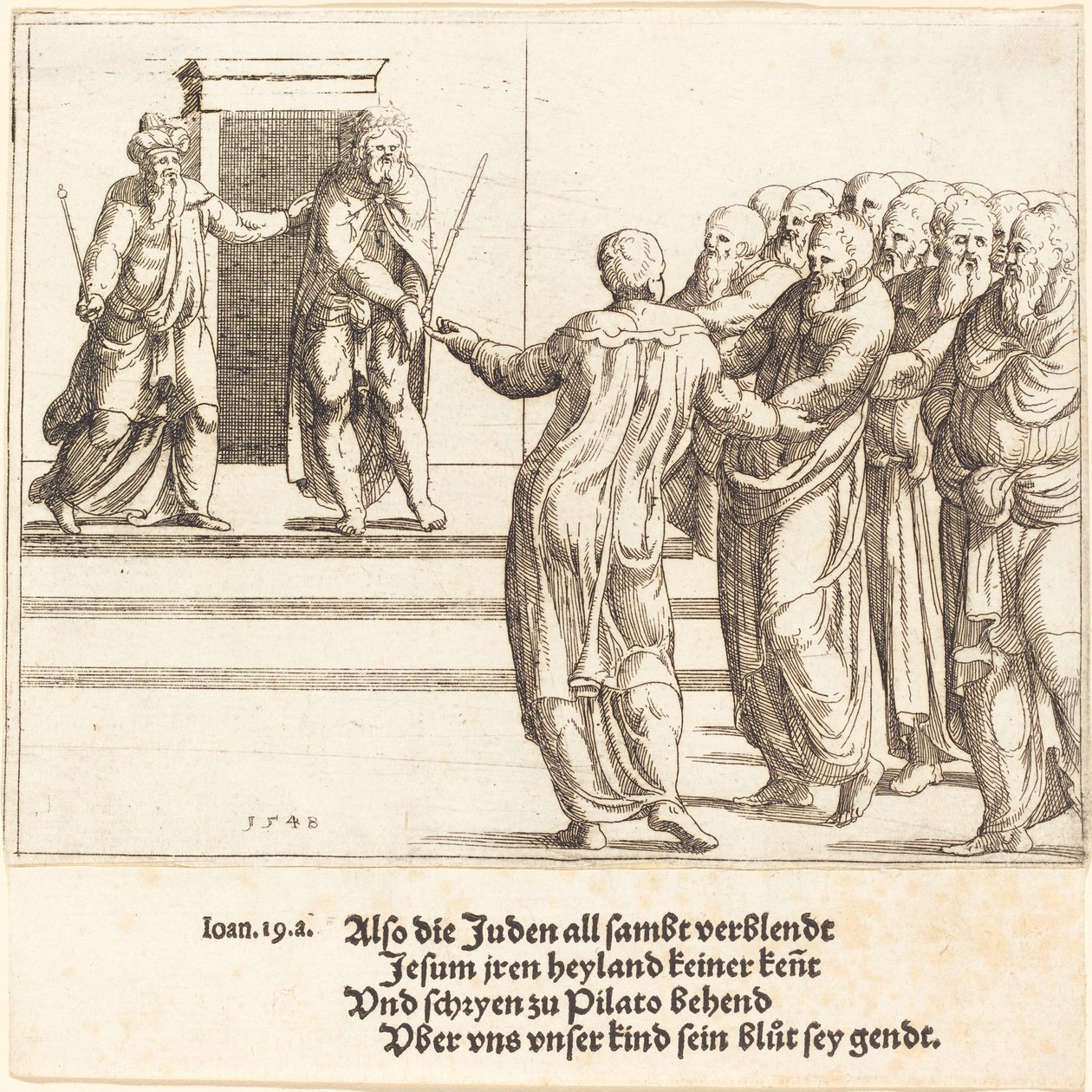 Ecce Homo, e gli ebrei negano Cristo da Augustin Hirschvogel