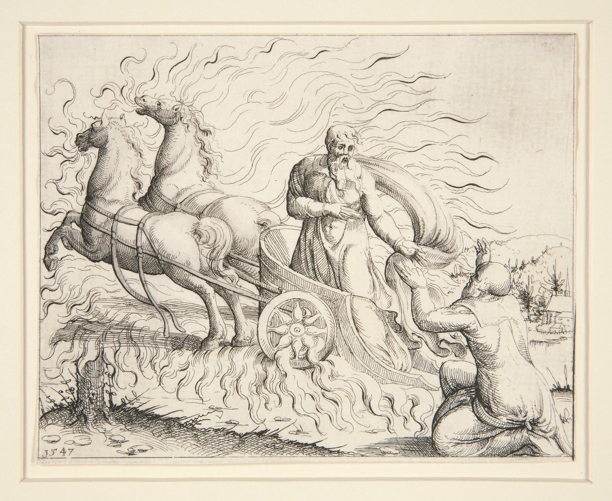 Elia sul carro di fuoco da Augustin Hirschvogel