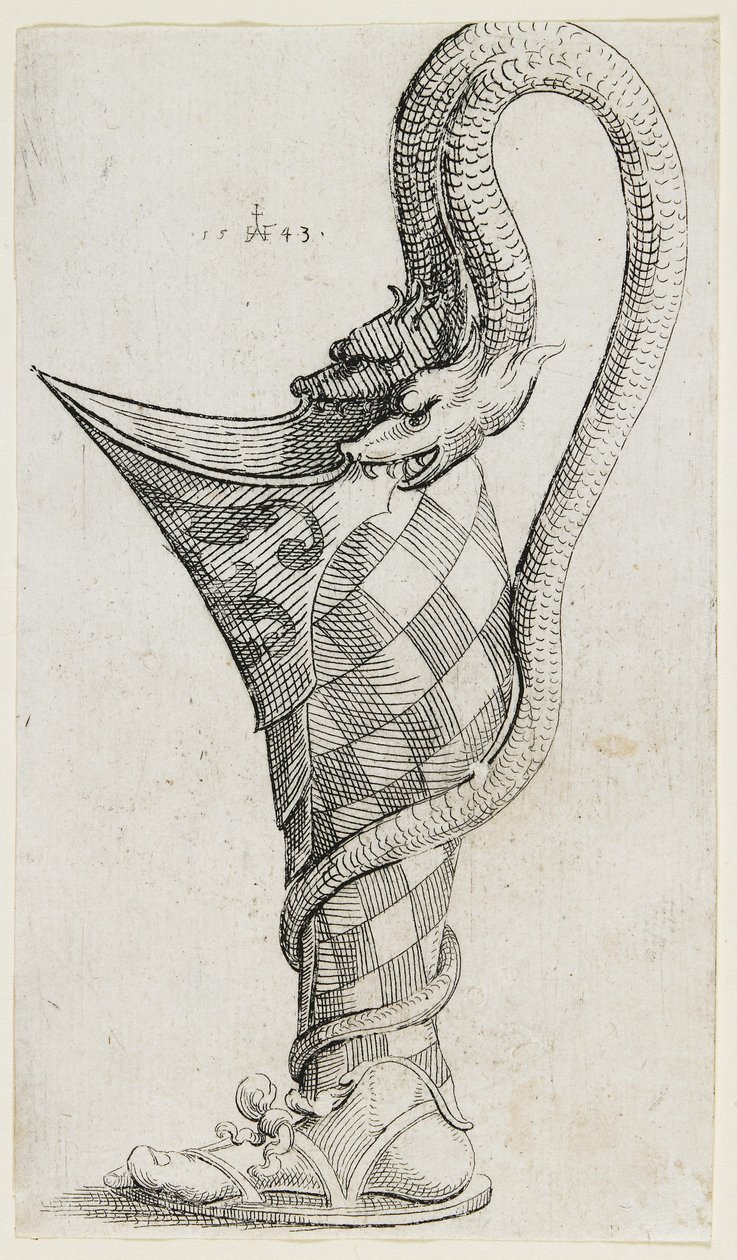 Vaso ornamentale a forma di gamba, 1543 da Augustin Hirschvogel