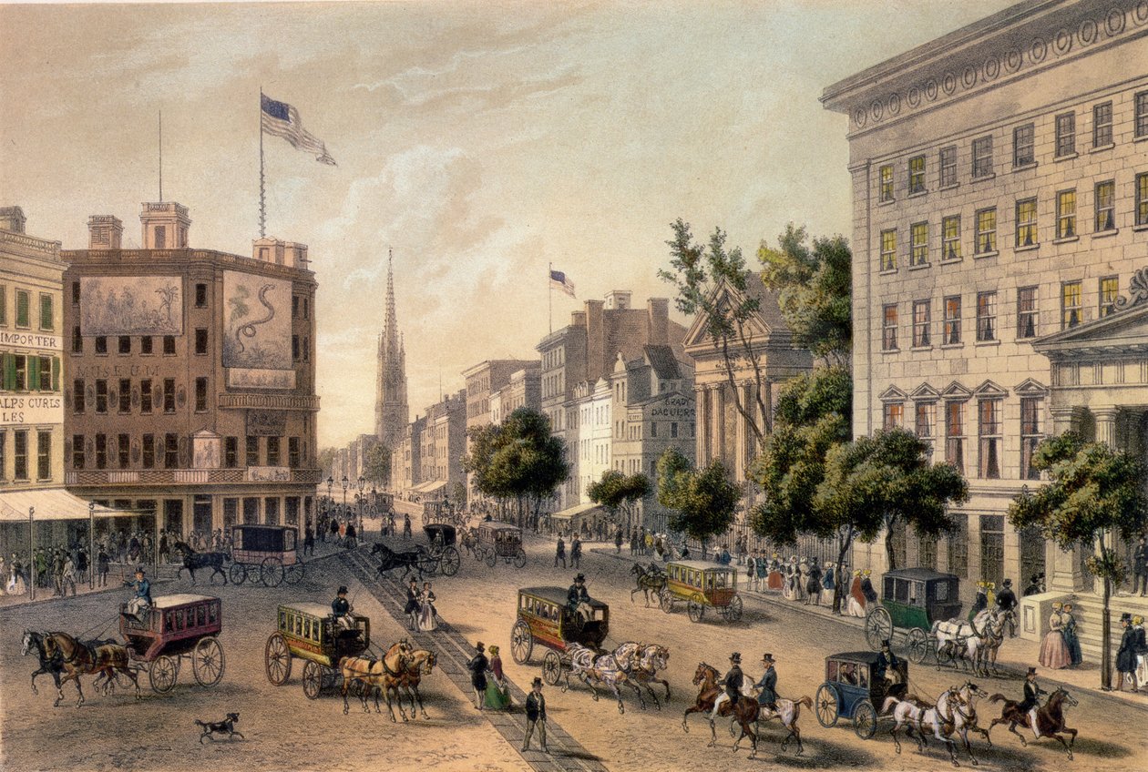 Broadway, New York, inciso da Deroy, pub. da Goupil und Co. da Augustus Kollner