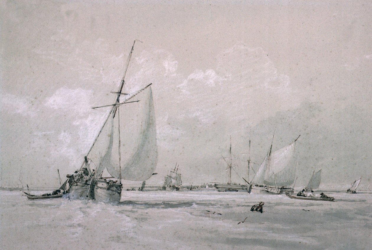 Barca da pesca in attesa (disegno) da Augustus Wall Callcott