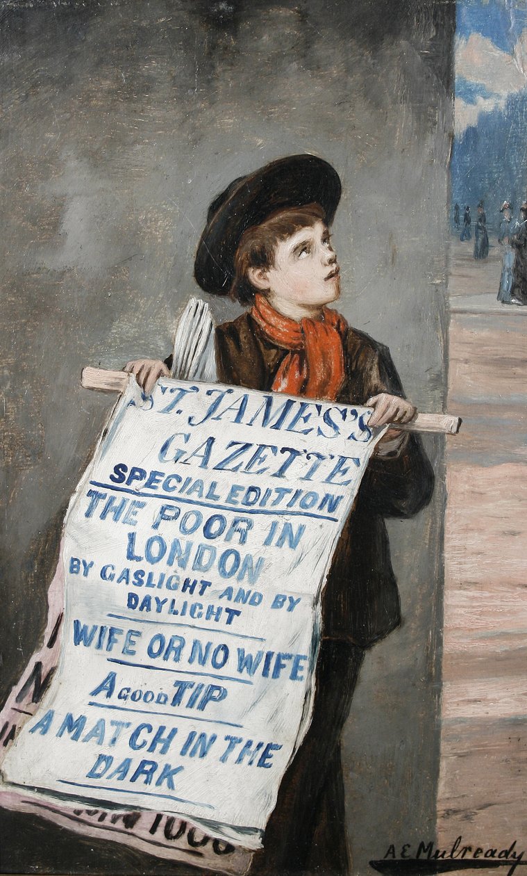 Un giornalaio di Londra da Augustus Edwin Mulready
