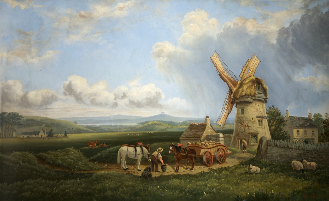 Mulino a vento di Kearsey, Minchinhampton Common, Gloucestershire da Augustus Turner