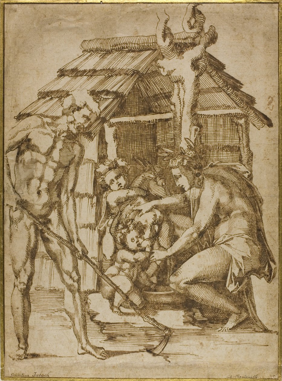 Prima famiglia davanti a un rifugio da Baccio Bandinelli
