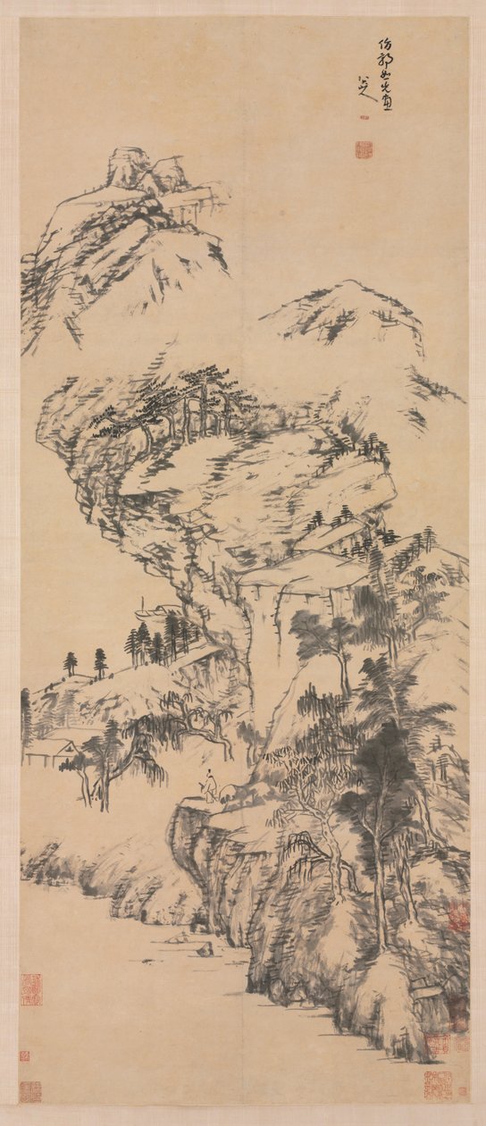 Paesaggio dopo Guo Zhongshu, metà 1600-1705 da Bada Shanren