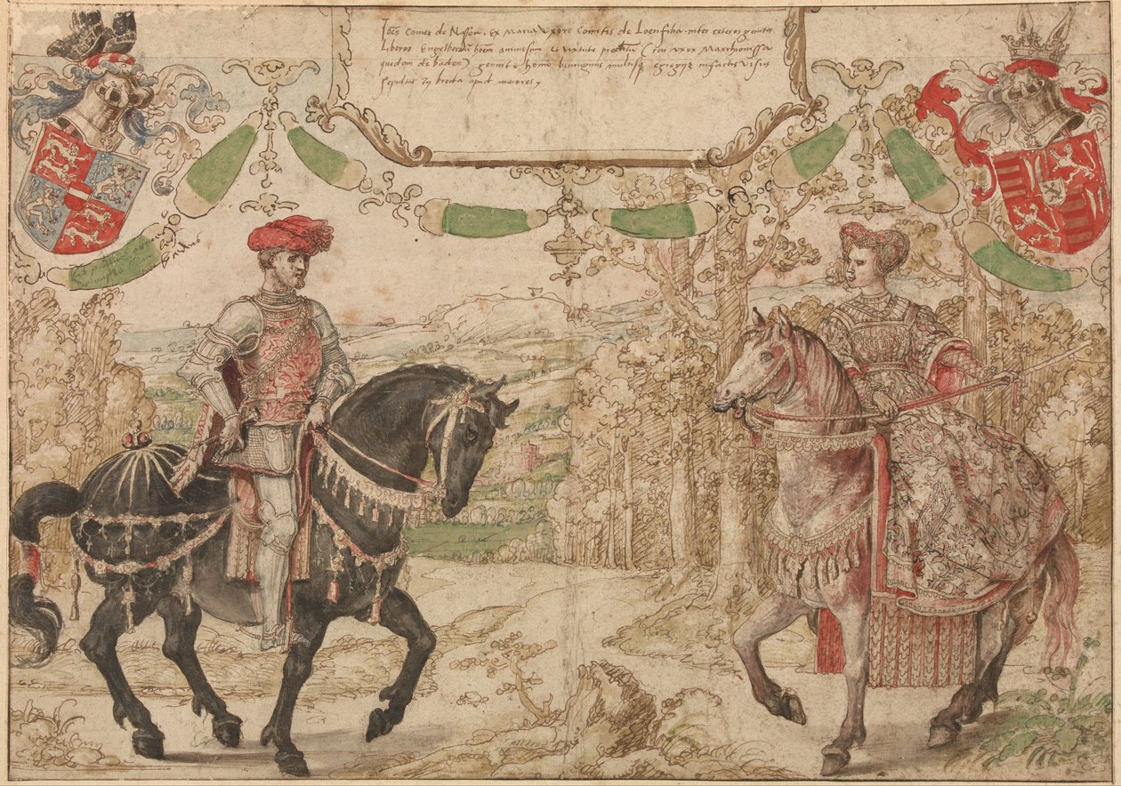 Johan IV van Nassau e sua moglie Maria van Loon-Heinsberg da Barend van Orleay