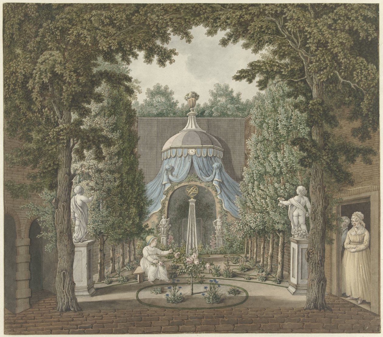 Scena teatrale in un giardino cittadino da Barend Hendrik Thier
