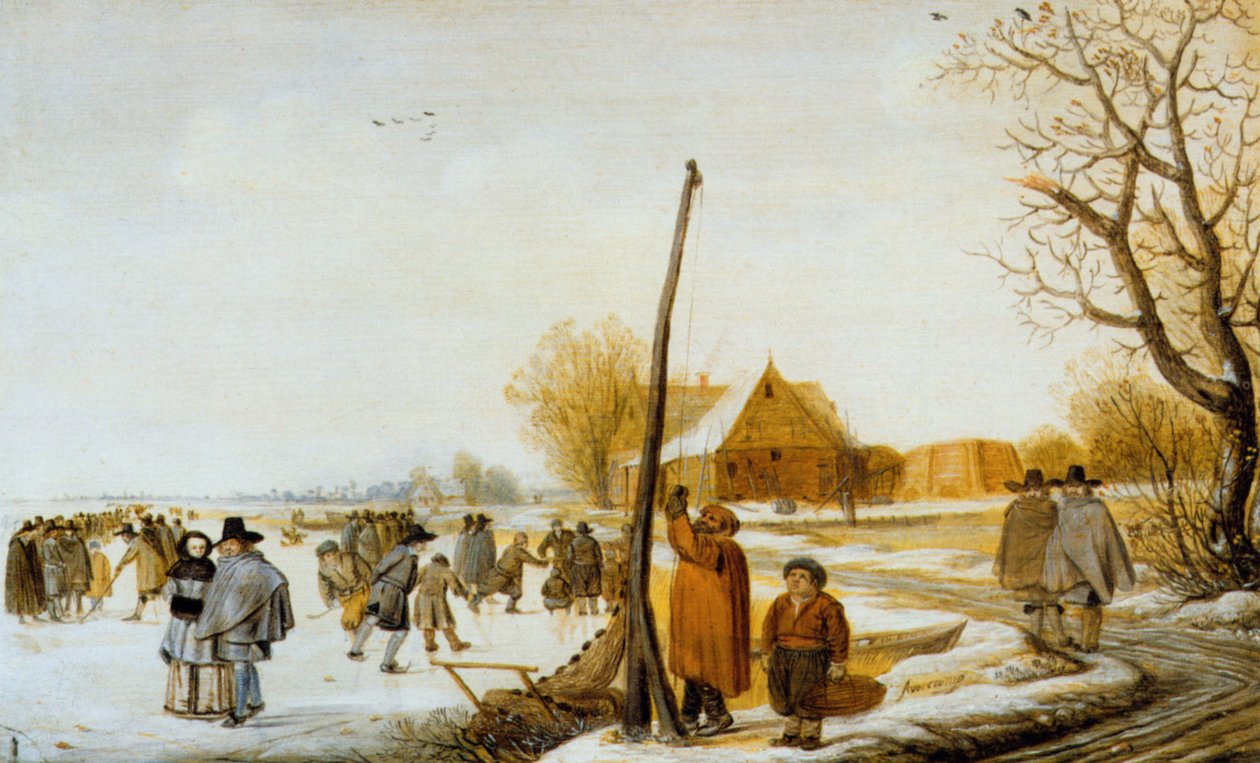 Paesaggio invernale con fiume ghiacciato da Barent Avercamp
