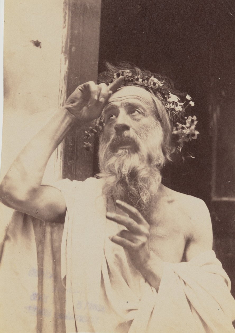 [Uomo anziano con corona di fiori] da Baron Wilhelm von Gloeden