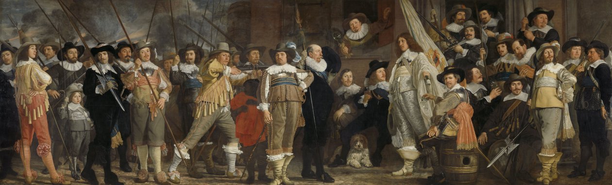 Ufficiali e altri membri della milizia del Distretto VIII ad Amsterdam guidati dal Capitano Roelof Bicker e dal Tenente Jan Michielsz. Blaeuw da Bartholomeus van der Helst