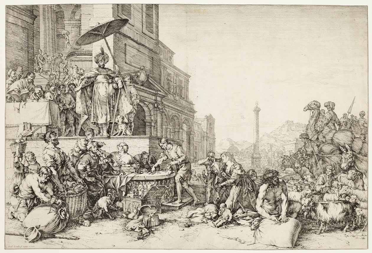 Giuseppe distribuisce grano in Egitto da Bartholomeus Breenbergh