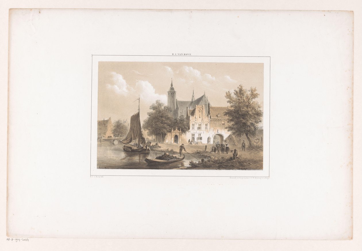 Veduta della città con fiume e chiesa da Bartholomeus Johannes van Hove