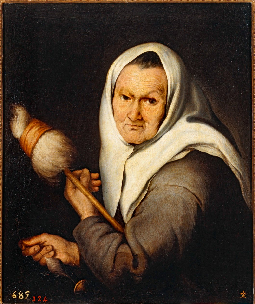 Vecchia donna che tesse... (olio su tela) da Bartolomé Esteban Murillo