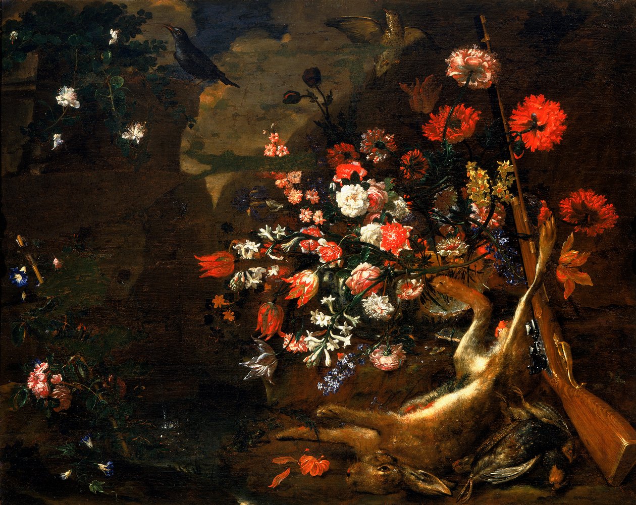 Natura morta con fiori e selvaggina da Bartolomeo Bimbi