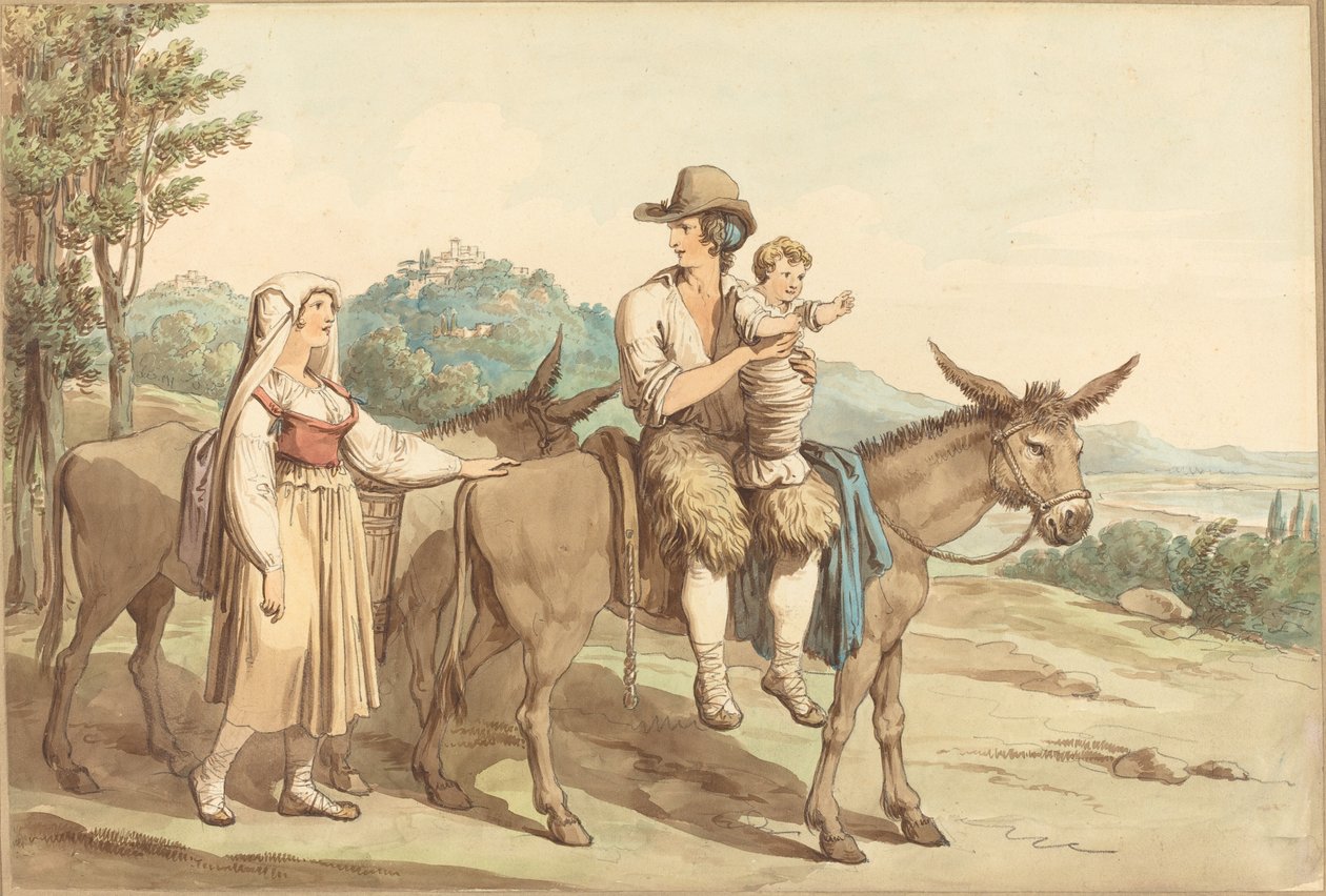 Una Famiglia di Contadini e Due Asini da Bartolomeo Pinelli