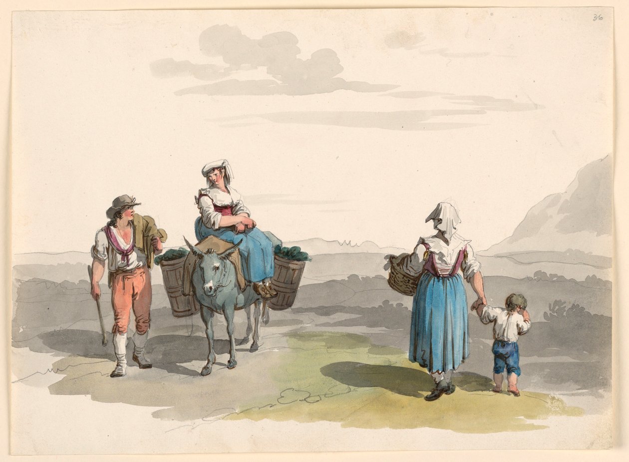 Disegno, Sulla strada per Tivoli, 1807-08 da Bartolomeo Pinelli