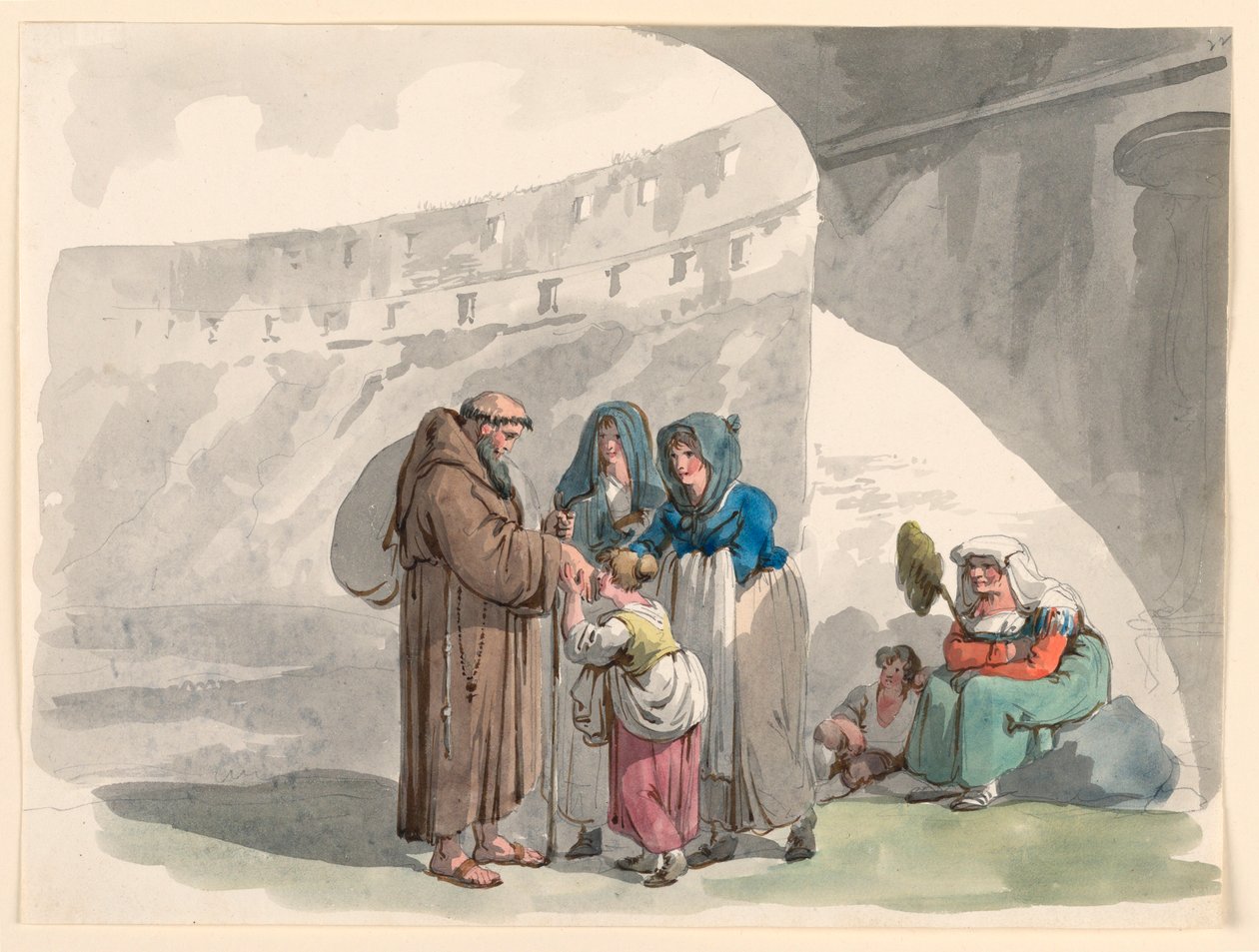 Disegno, Saluto di un eremita, 1807-08 da Bartolomeo Pinelli