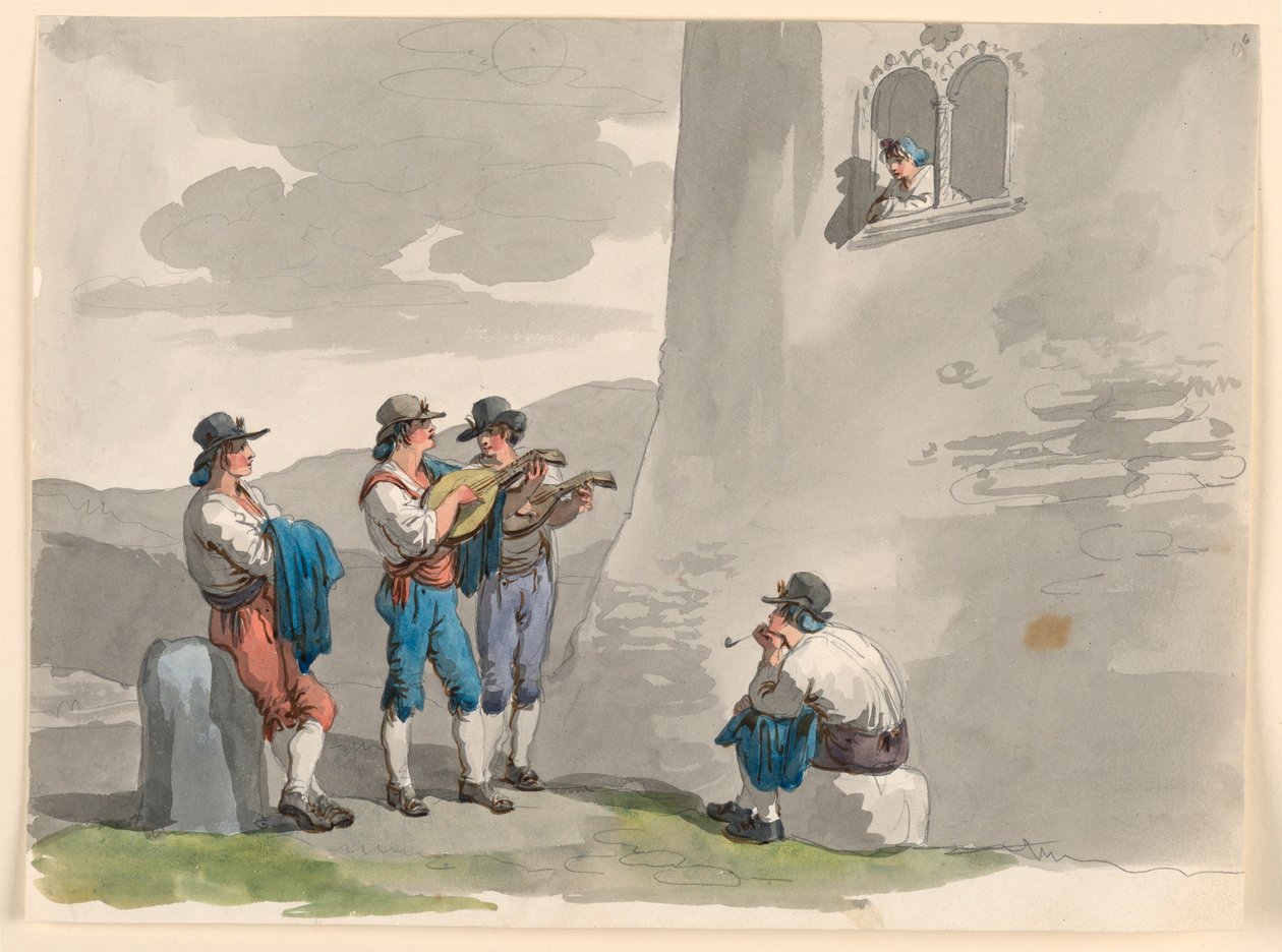 Disegno, La serenata, 1807-08 da Bartolomeo Pinelli