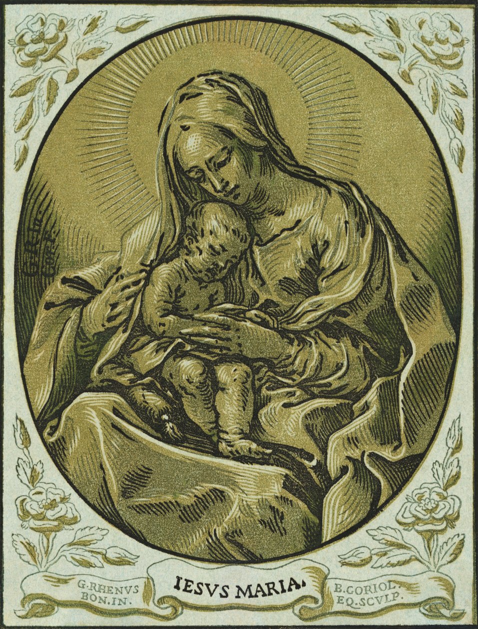 Madonna e bambino, chiaroscuro da Bartolommeo Coriolano