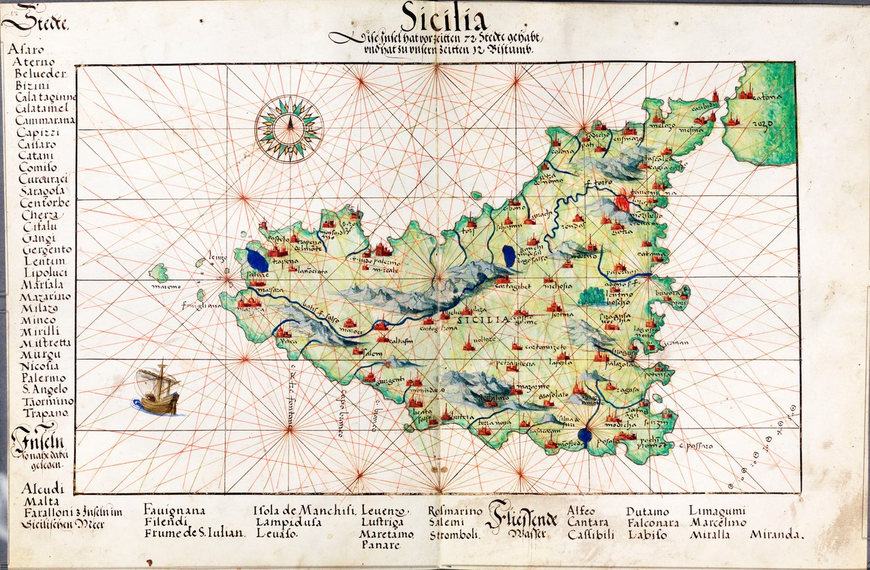 Carta della Sicilia da Battista Agnese