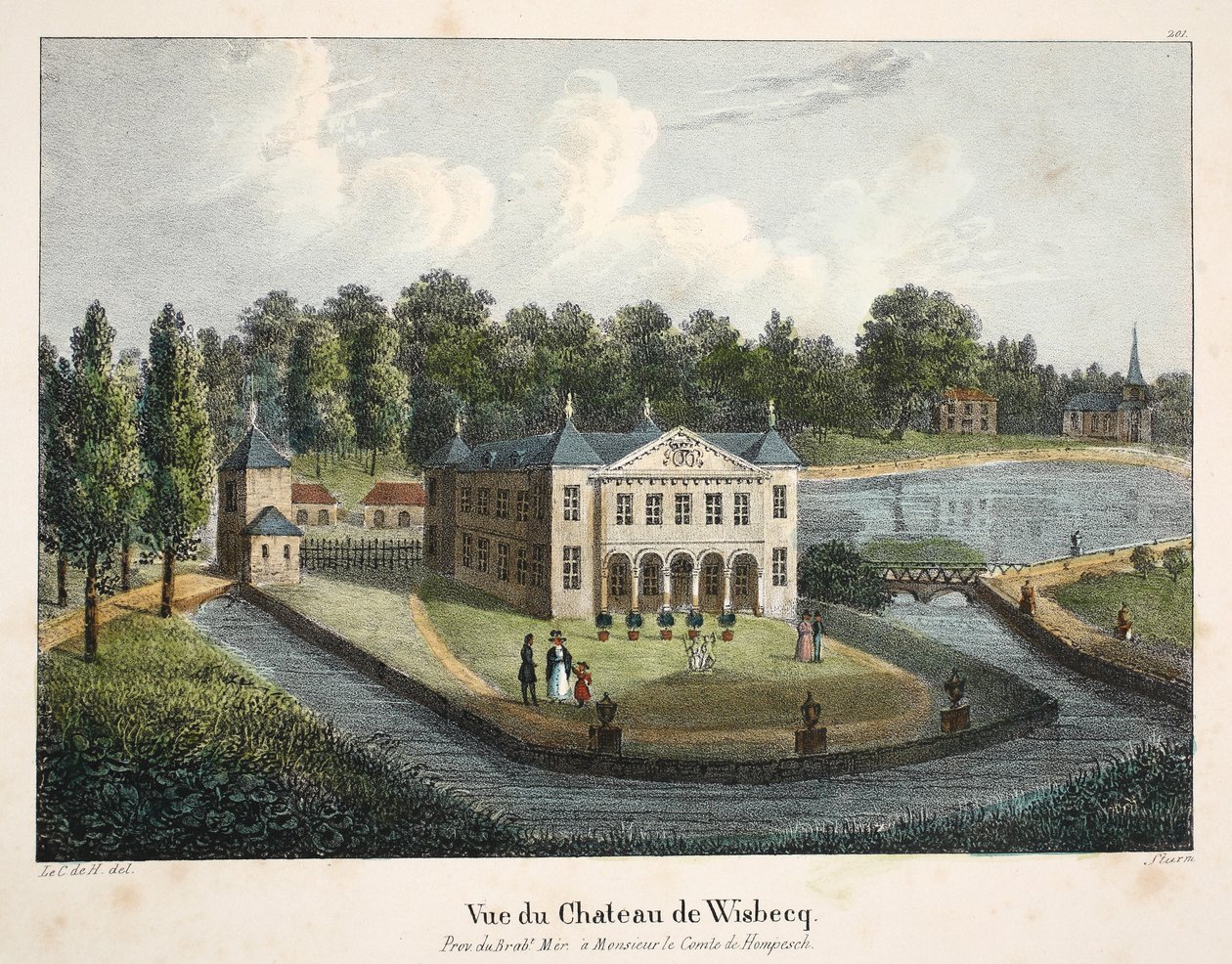Vista del Castello di Wisbecq da Belgian School