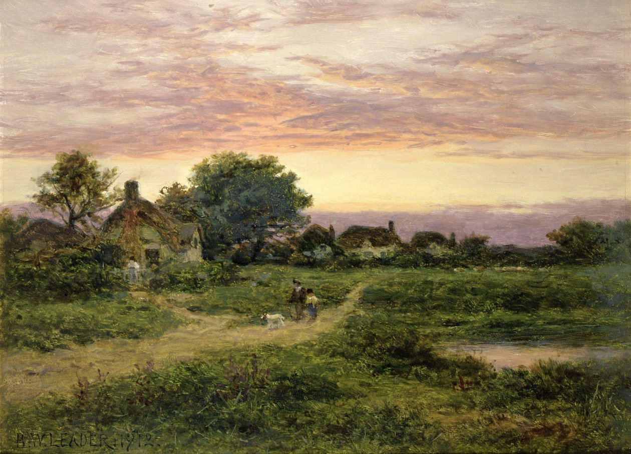Cottage del Worcestershire, 1912 da Benjamin Williams Leader
