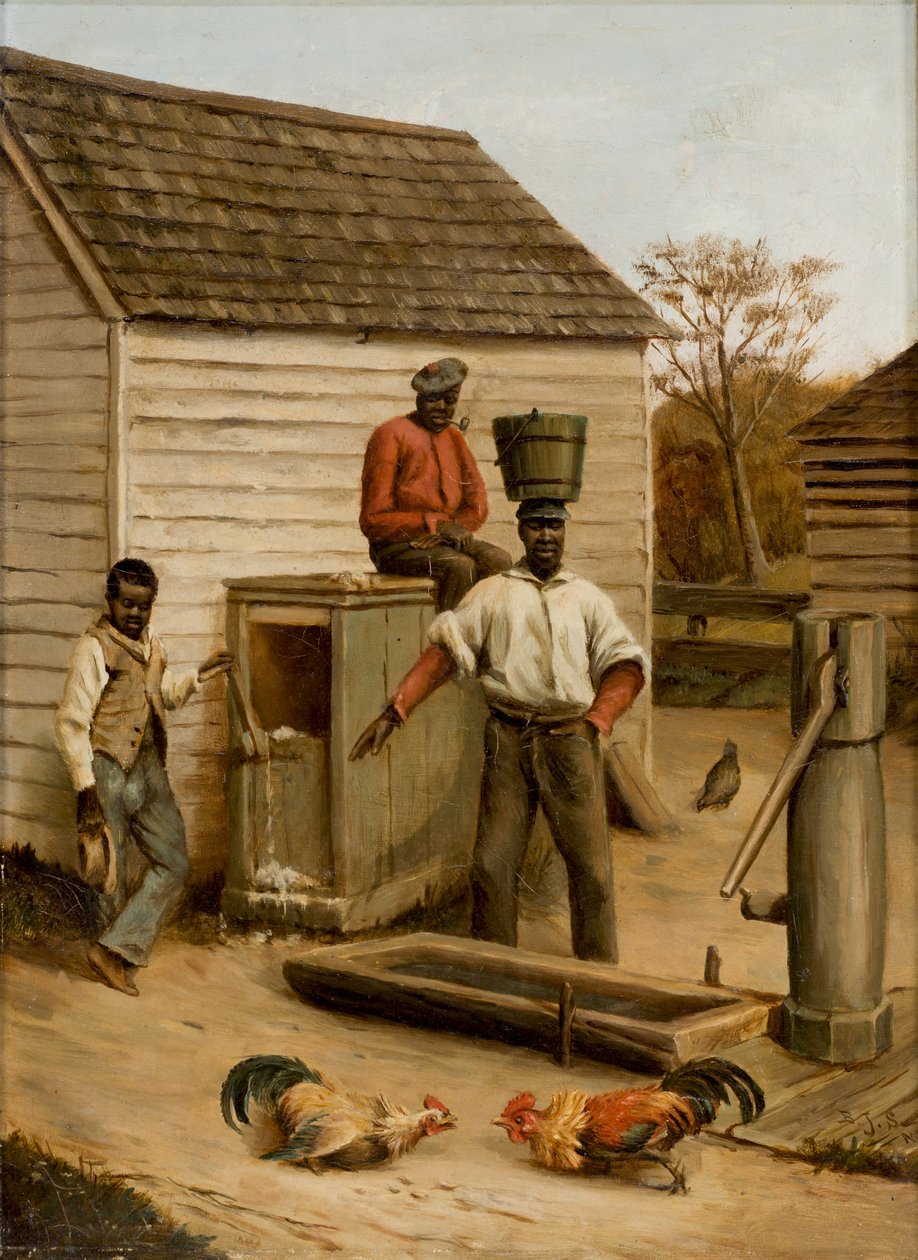 Combattimento di galli nel cortile, 1860 da Benjamin J. Severance