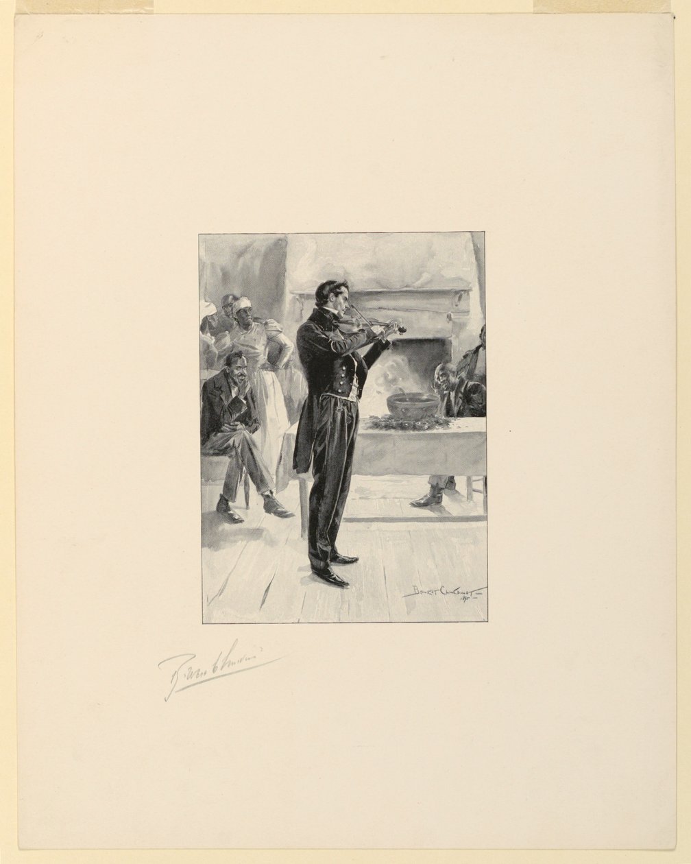 Violinista a una festa di punch da Benjamin West Clinedinst