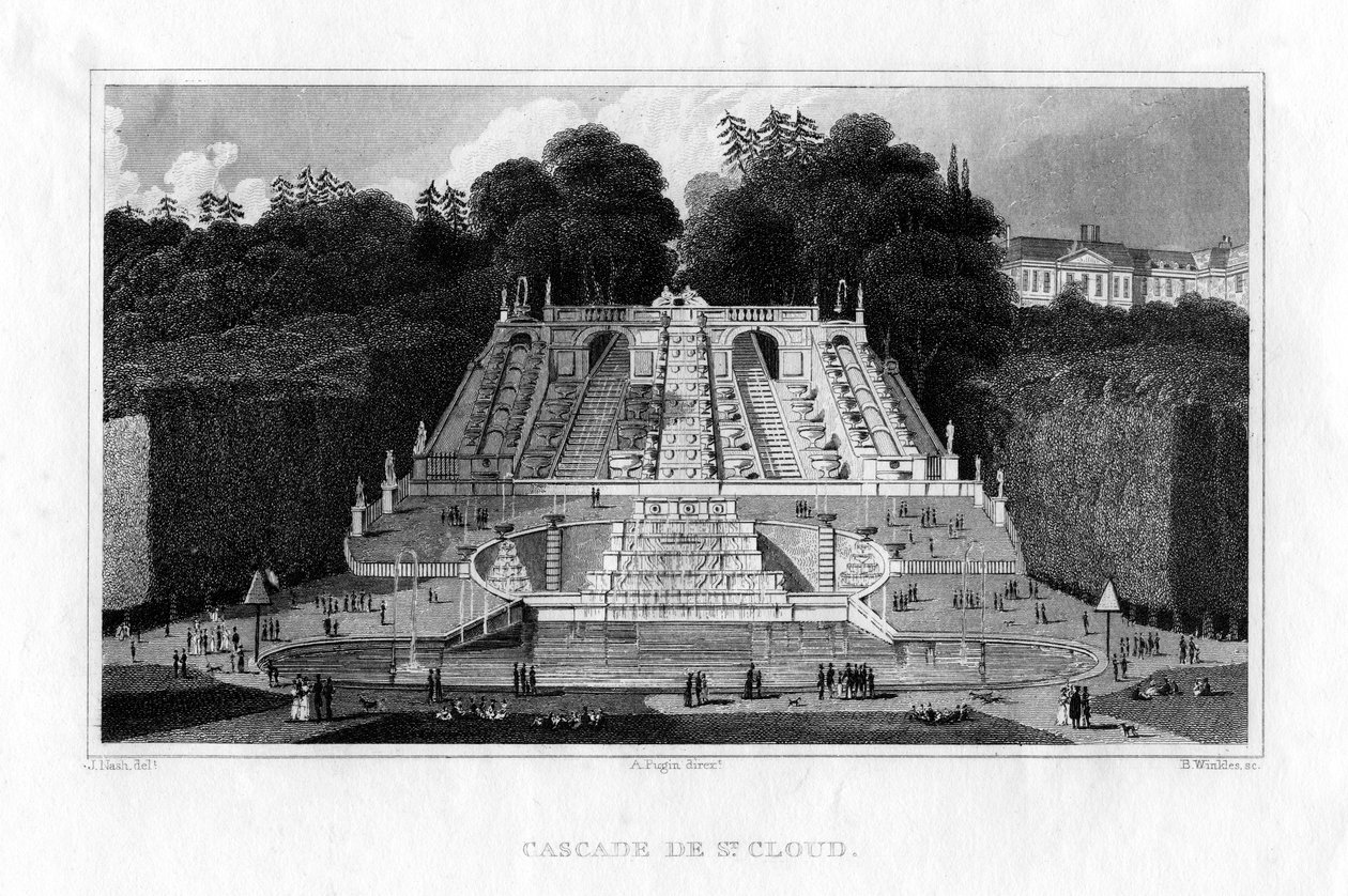 Cascata di St Cloud, Parigi, 1830 da Benjamin Winkles