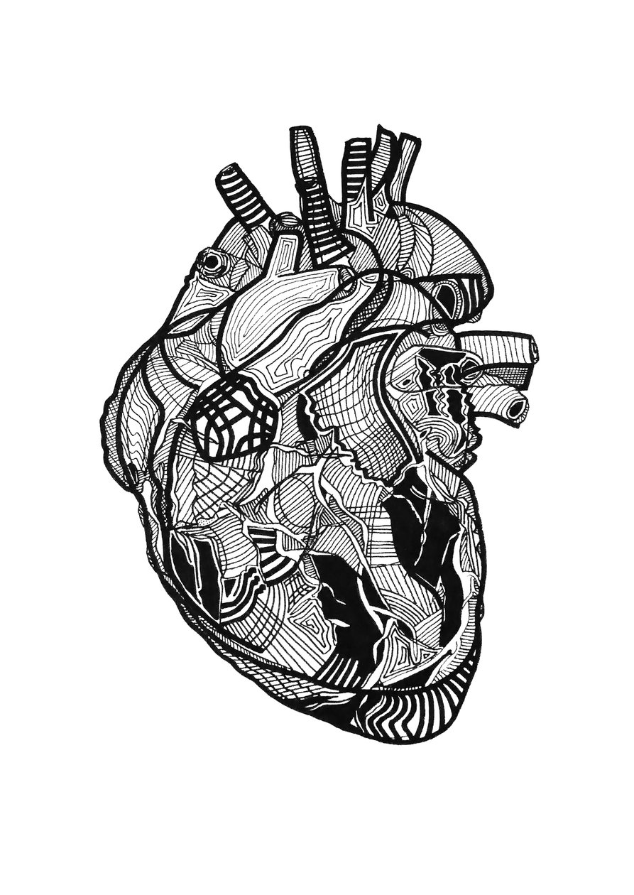 Double coeur, 2019 (inchiostro su carta) da Benoit Erwann Boucherot