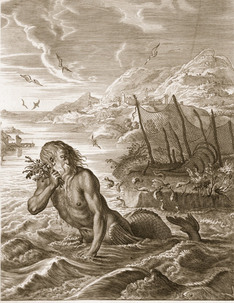 Glauco trasformato in dio del mare, 1731 da Bernard Picart