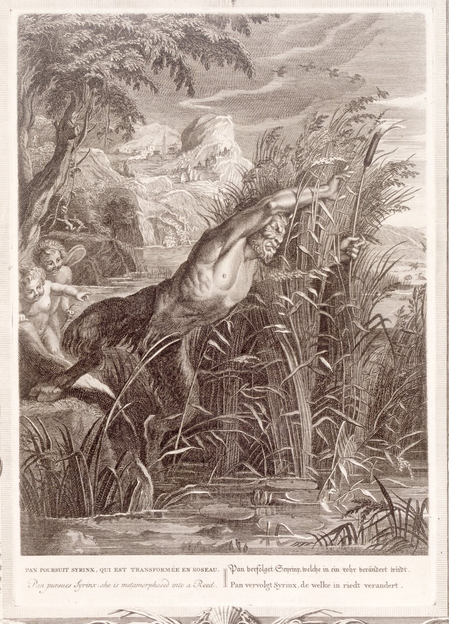 Pan Insegue Siringa: Lei si Trasforma in una Canna, 1731 da Bernard Picart
