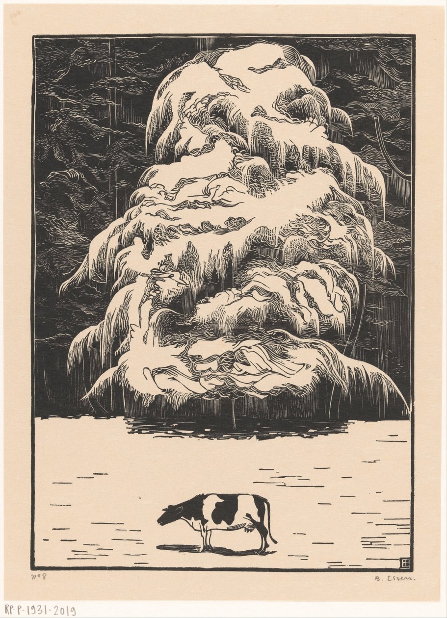 Mucca vicino a un larice da Bernard Essers (signed by artist)