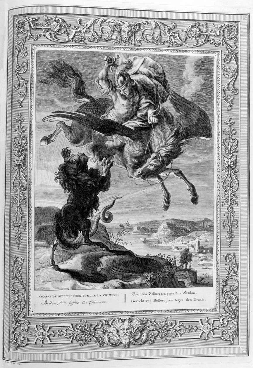 Bellerofonte combatte la Chimera da Bernard Picart