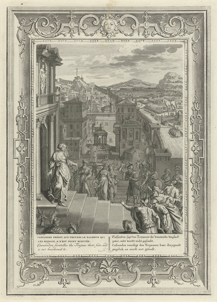Cassandra predice la caduta di Troia, 1731 da Bernard Picart