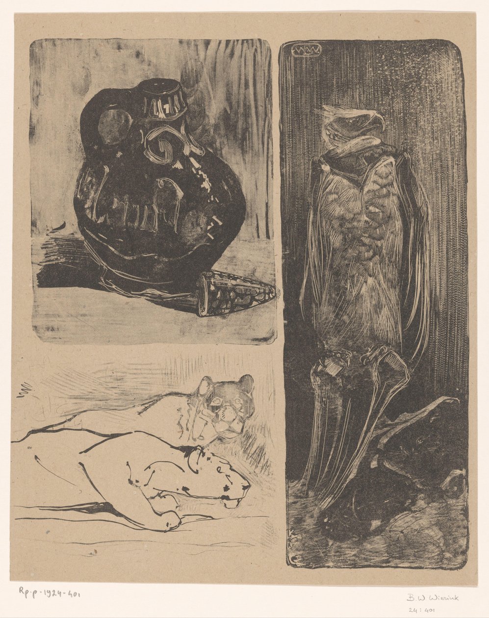 Vaso, leonesse e un avvoltoio da Bernard Willem Wierink