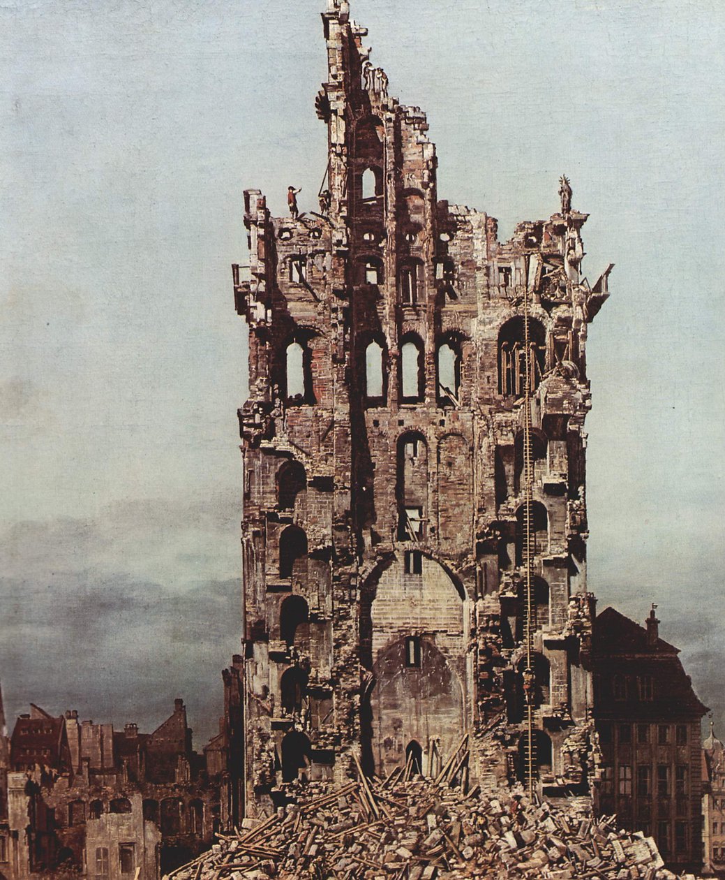 Veduta di Dresda, Le Rovine della Kreuzkirche, viste da Est da Bernardo Bellotto