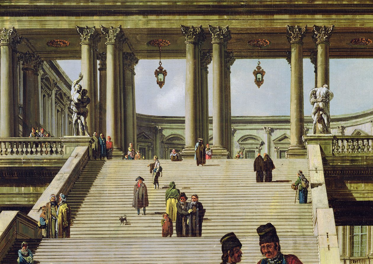 Paesaggio Ideale con Scalinate del Palazzo, 1762 (dettaglio) da Bernardo Bellotto