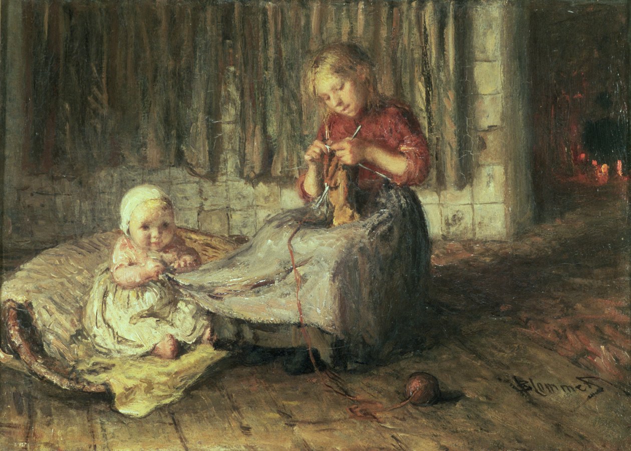 Bambino seduto da Bernardus Johannes Blommers or Bloomers